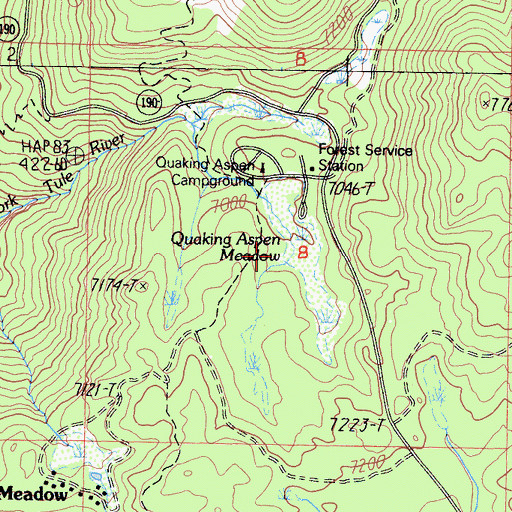 Topographic Map of Quaking Aspen Meadow, CA