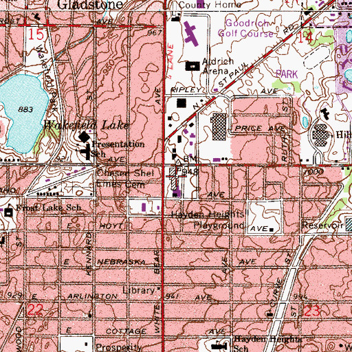 Topographic Map of Hillcrest Shopping Center, MN