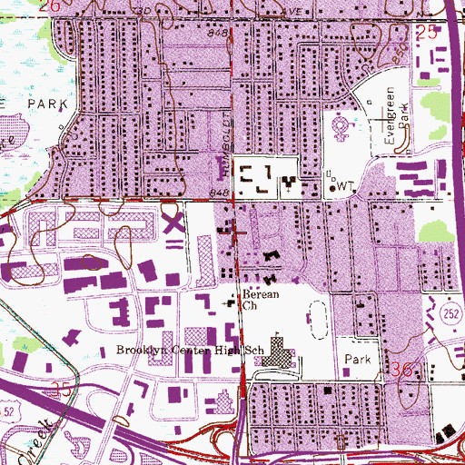 Topographic Map of Humboldt Square Center, MN