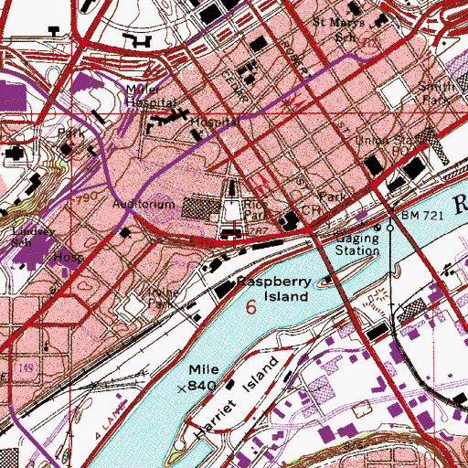 Topographic Map of James Hill Reference Library, MN
