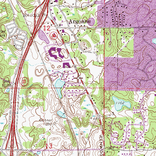 Topographic Map of Kenwood Center Shopping Center, MN