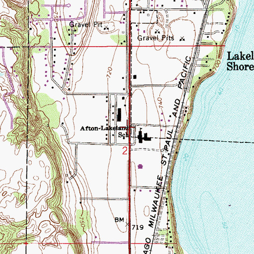 Topographic Map of Lakeland Plaza Shopping Center, MN