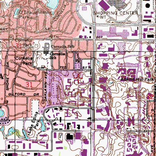 Topographic Map of Leisure Lane Shopping Center, MN