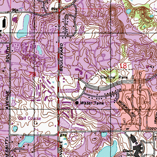 Topographic Map of Loehmanns Plaza Shopping Center, MN
