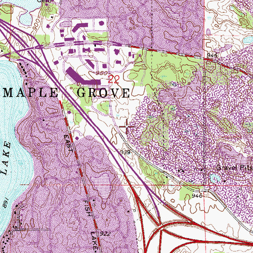 Topographic Map of Maple Grove Crossing Shopping Center, MN