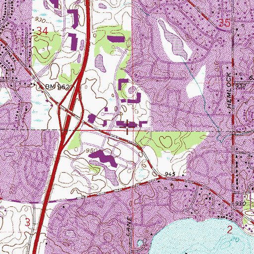 Topographic Map of Maple Grove Mall Shopping Center, MN