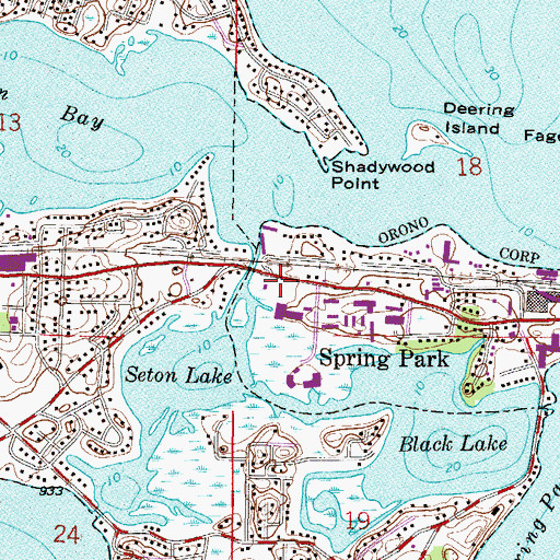 Topographic Map of Marina Center Shopping Center, MN