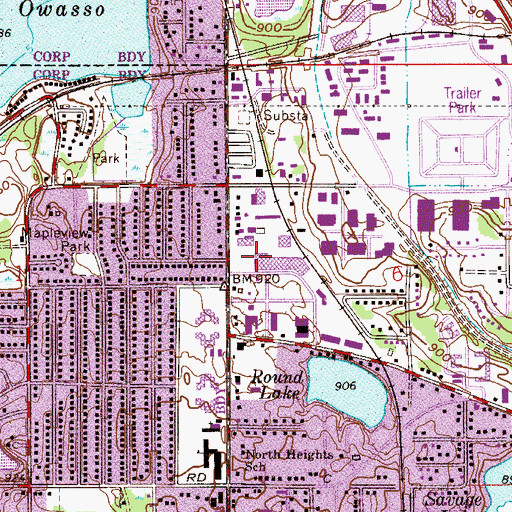 Topographic Map of Market Place Shopping Center, MN