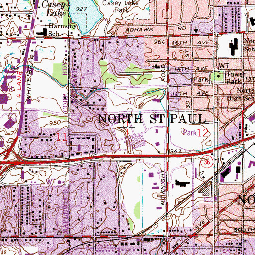 Topographic Map of McKnight - 36 Plaza Shopping Center, MN