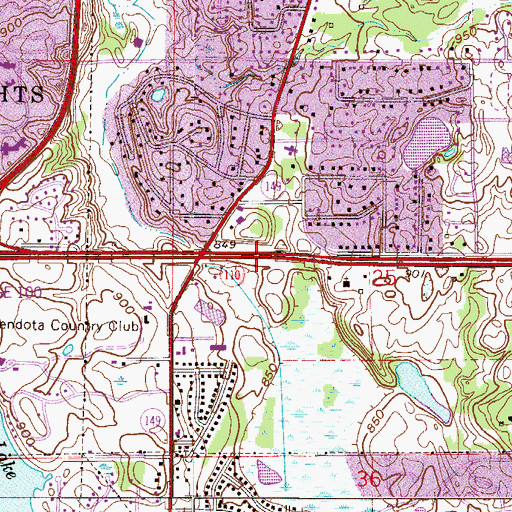 Topographic Map of Mendota Plaza Shopping Center, MN
