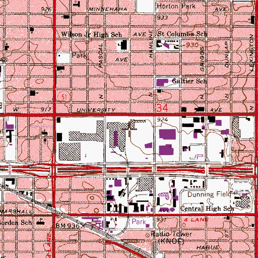 Topographic Map of Midway Marketplace Shopping Center, MN