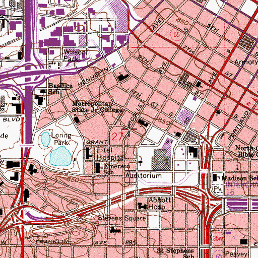 Topographic Map of Midwest Plaza Shopping Center, MN