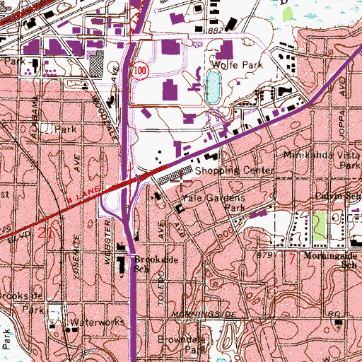 Topographic Map of Miracle Mile Shopping Center, MN