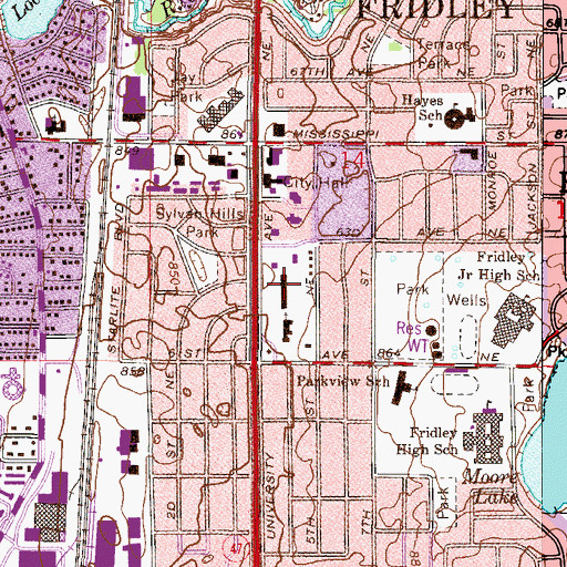 Topographic Map of Moon Plaza Shopping Center, MN