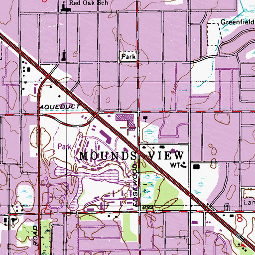 Topographic Map of Mounds View Square Shopping Center, MN