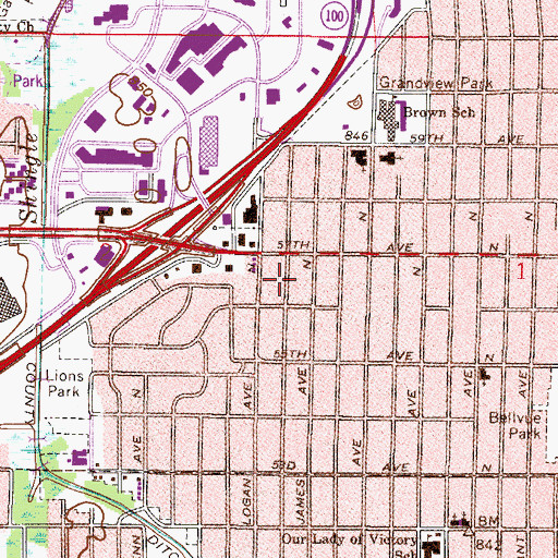 Topographic Map of Northbrook Shopping Center, MN