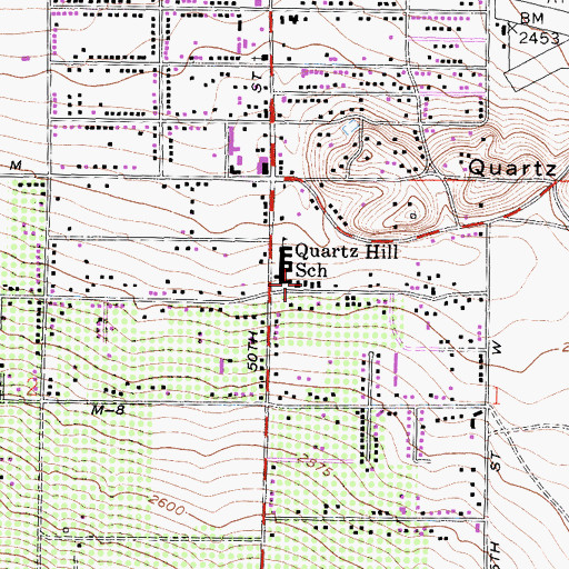 Topographic Map of Quartz Hill Elementary School, CA