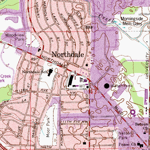 Topographic Map of Northdale Shopping Center, MN