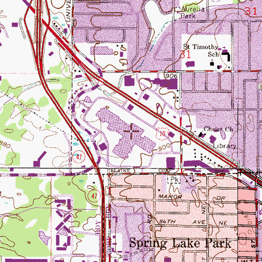 Topographic Map of Northtown Mall Shopping Center, MN