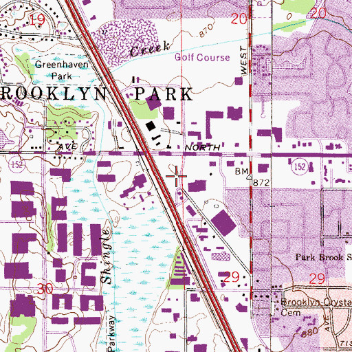 Topographic Map of Park Commons Shopping Center, MN