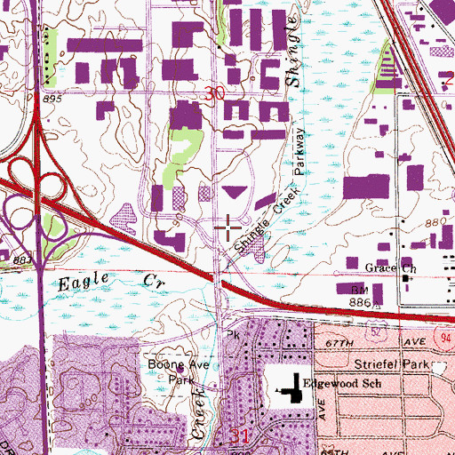 Topographic Map of Park Place Centre Shopping Center, MN