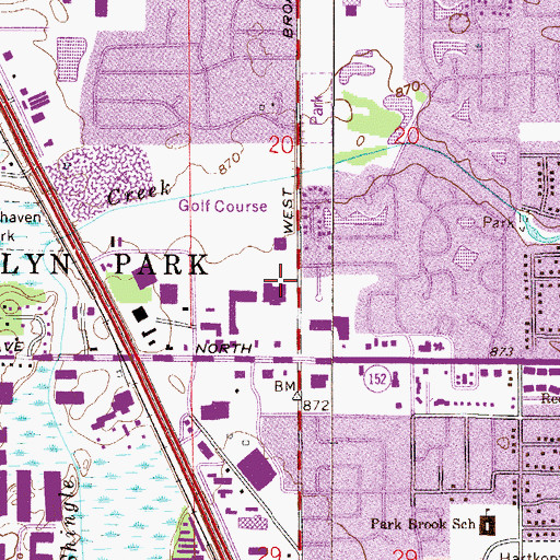 Topographic Map of Park Square Shopping Center, MN