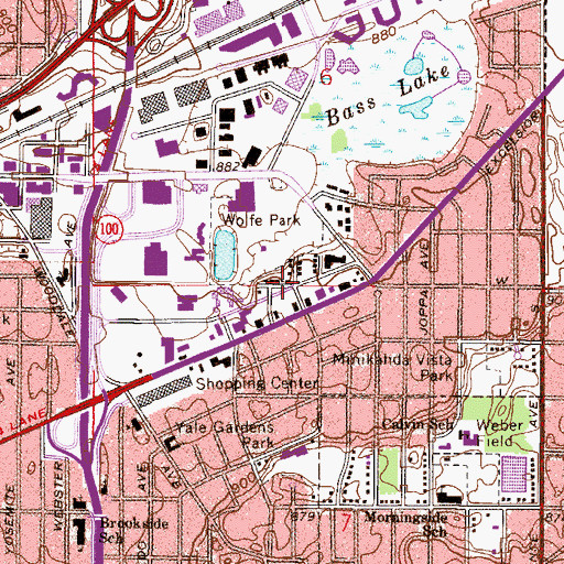 Topographic Map of Park Village Shopping Center, MN