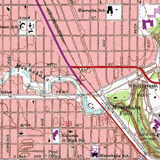 Topographic Map of Parkway Plaza Shopping Center, MN