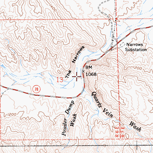 Topographic Map of Quartz Vein Wash, CA
