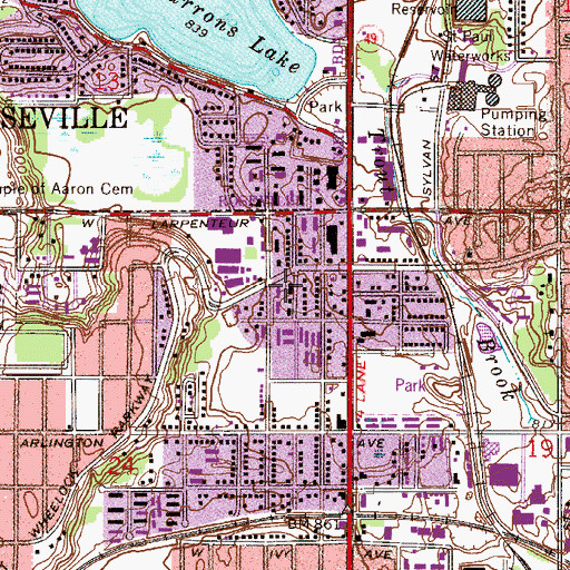 Topographic Map of Parkway Shopping Center, MN