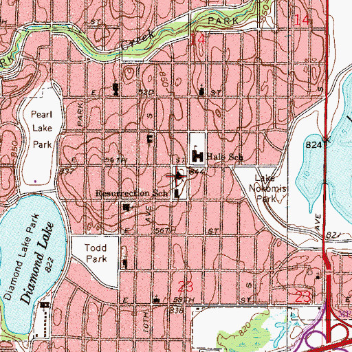 Topographic Map of Our Lady of Peace Catholic Church, MN