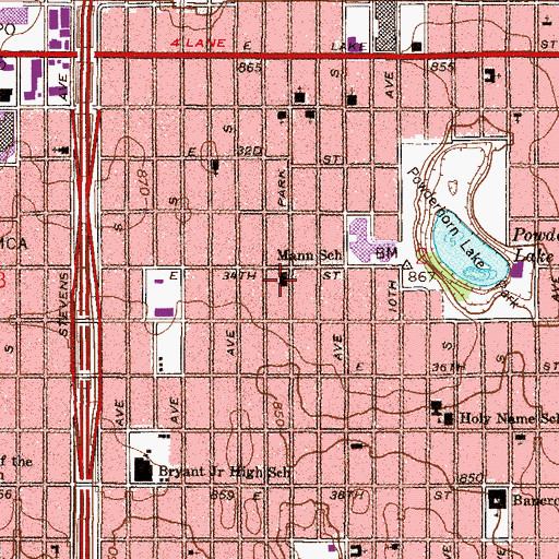 Topographic Map of Park Avenue United Methodist Church, MN