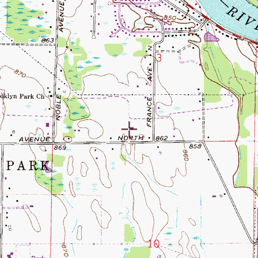 Topographic Map of Pine Grove Bible Church, MN
