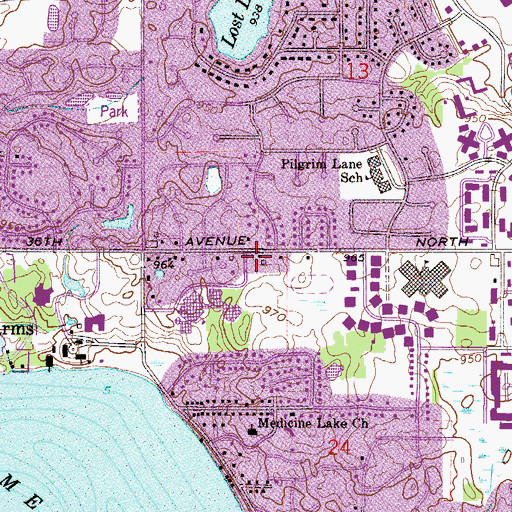 Topographic Map of Plymouth Bible Chapel, MN