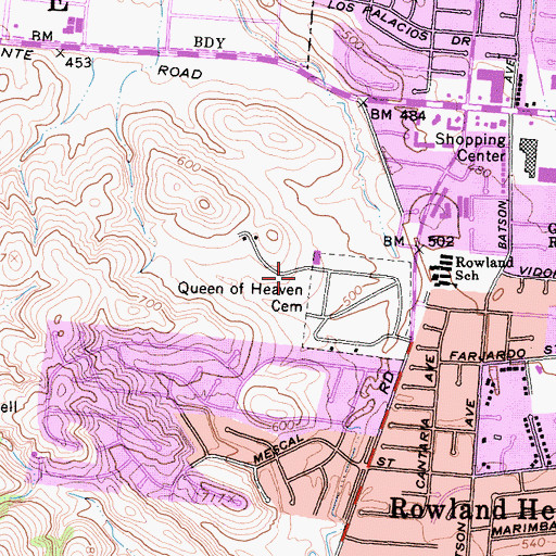 Topographic Map of Queen of Heaven Cemetery and Mortuary, CA