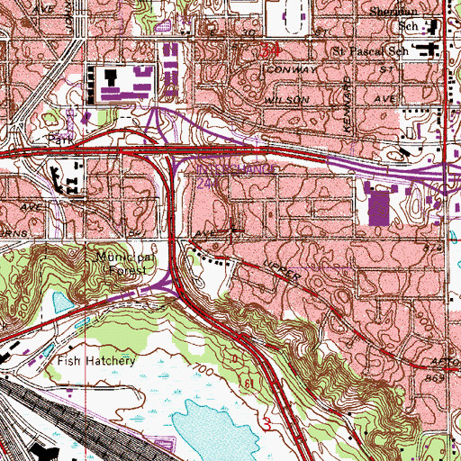 Topographic Map of Progressive Missionary Baptist Church, MN
