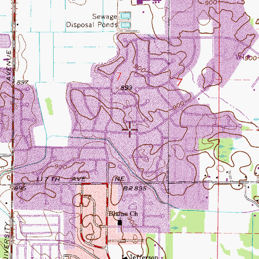 Topographic Map of Resurrection Lutheran Church of Blaine, MN
