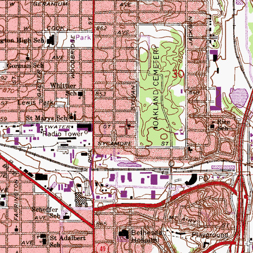 Topographic Map of Resurrection Temple Church, MN