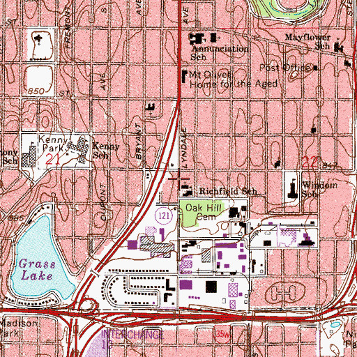 Topographic Map of Richfield United Methodist Church, MN