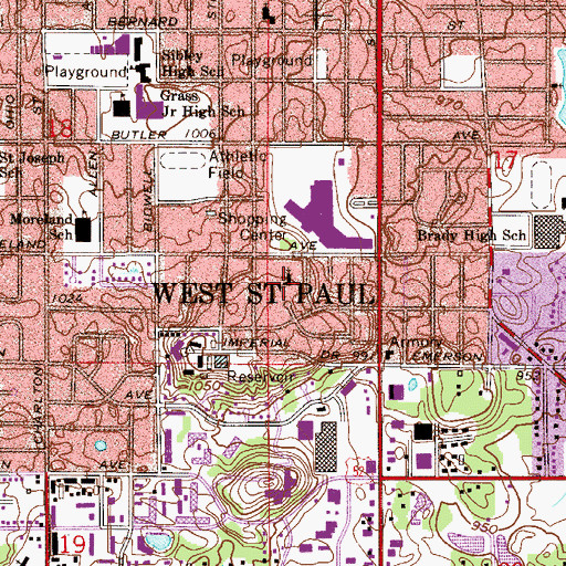 Topographic Map of Riverview Baptist Church, MN