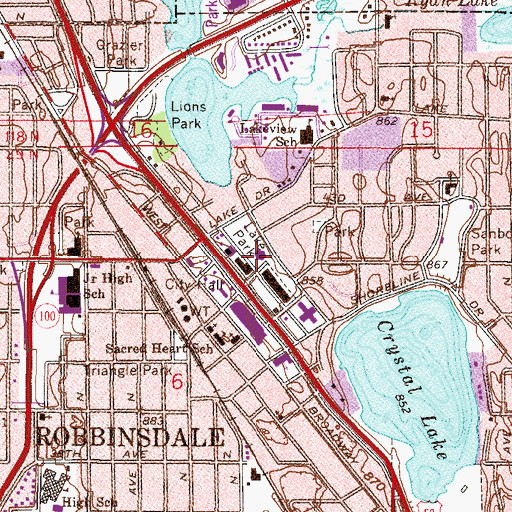 Topographic Map of Robbinsdale United Church of Christ, MN