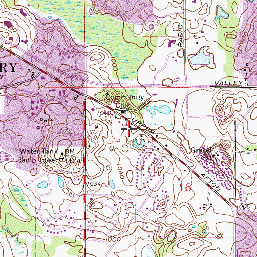 Topographic Map of Rosewood Baptist Church, MN