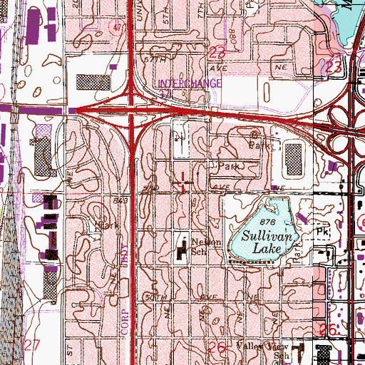 Topographic Map of Roslyn Park Church of Fridley, MN