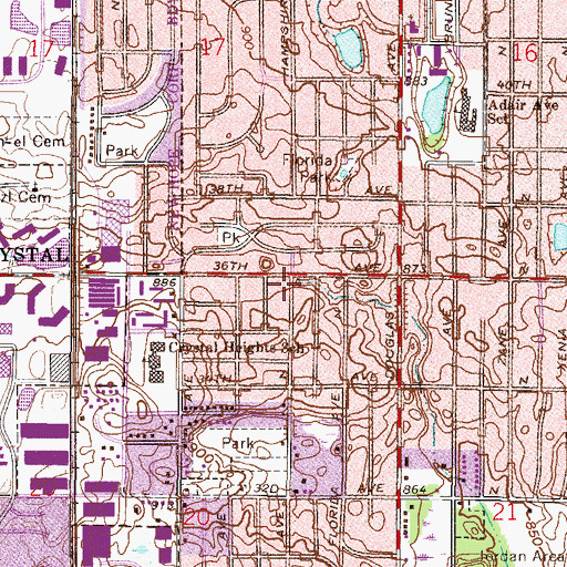 Topographic Map of Russell Avenue Church of the Nazarene, MN