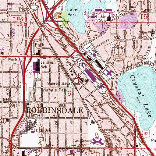 Topographic Map of Sacred Heart Catholic Church, MN