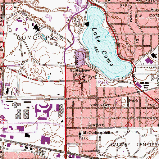 Topographic Map of Saint Andrews Catholic Church, MN