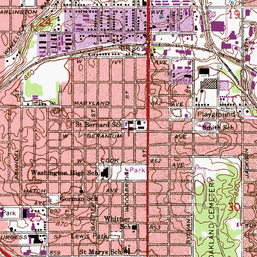 Topographic Map of Saint Bernards Catholic Church, MN