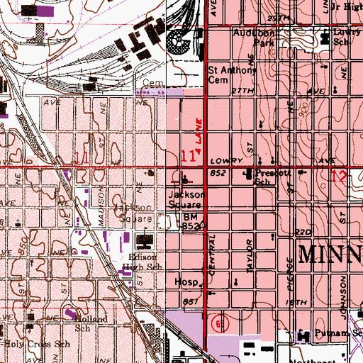 Topographic Map of Saint Clements Church, MN