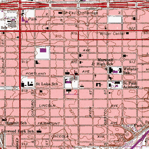Topographic Map of Saint Clements Episcopal Church, MN