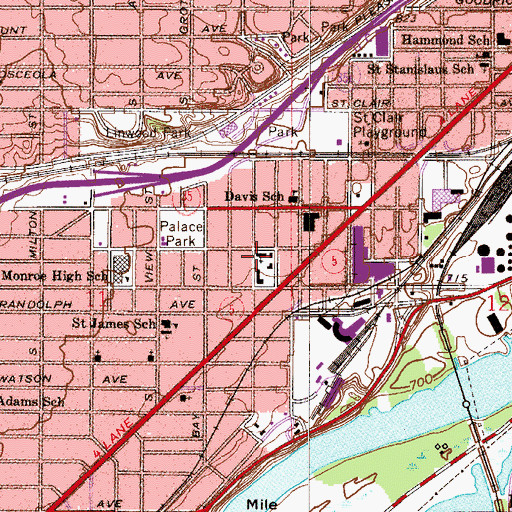 Topographic Map of Saint Francis de Sales Church, MN